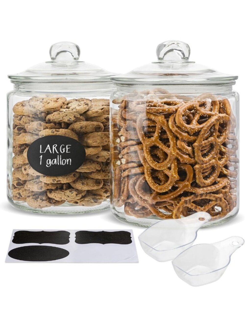 Airtight Glass Storage Jars for Pantry & Bathroom, 1 Gallon, Set of 2 with